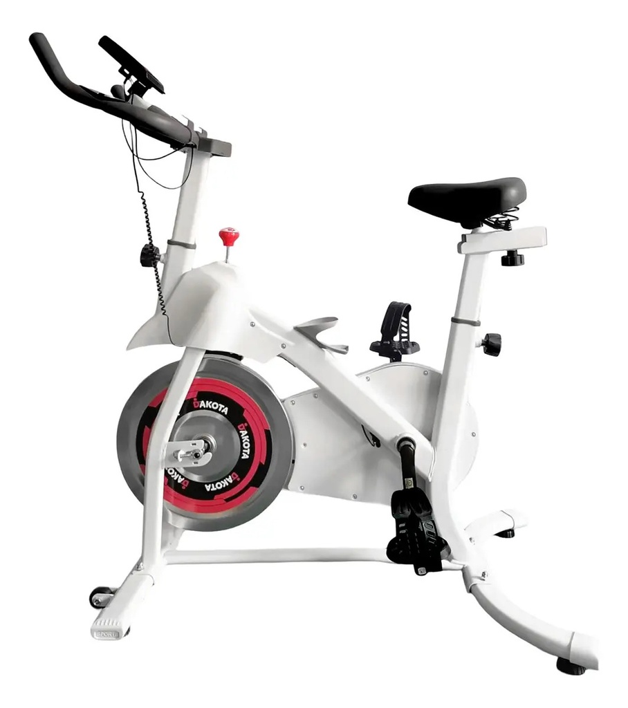 Bicicleta Fija Spinning Dakota Conexión Inalámbrica 150kg Blanco