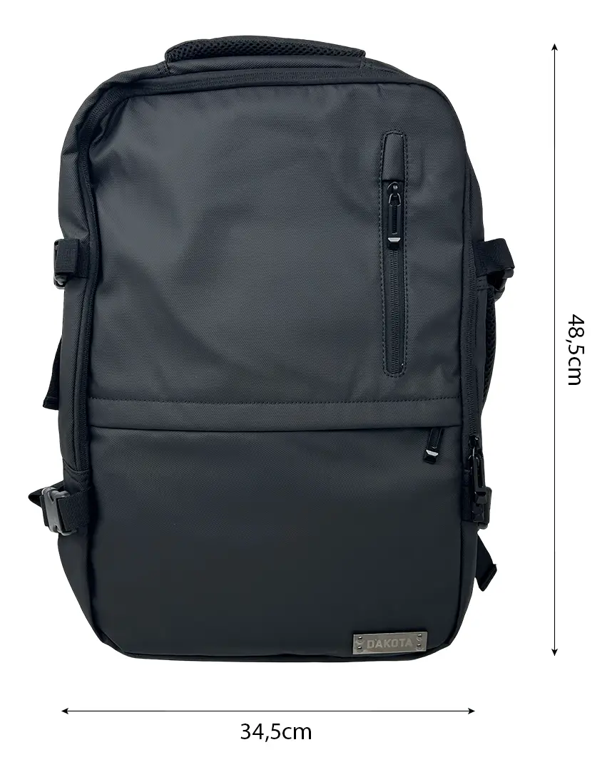 Mochila Para Carry On De Viaje Reforzada Dakota Impermeable Portanotebook Con Usb Color Negra Negro