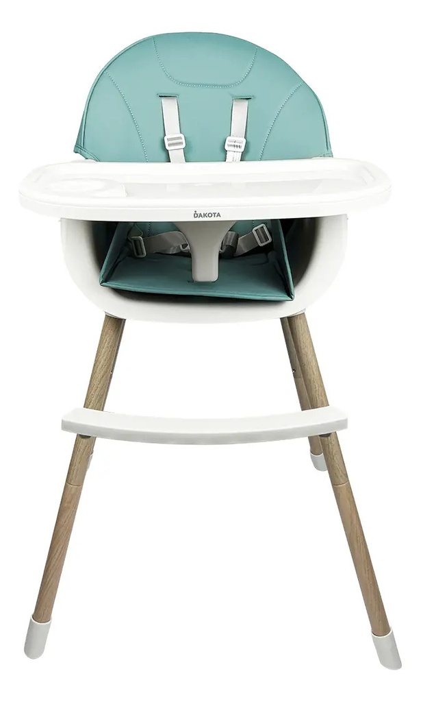 Silla Alta Para Bebé Dakota Seguridad Arnés 5 Puntos Patas De Caño Imitación Madera Color Celeste
