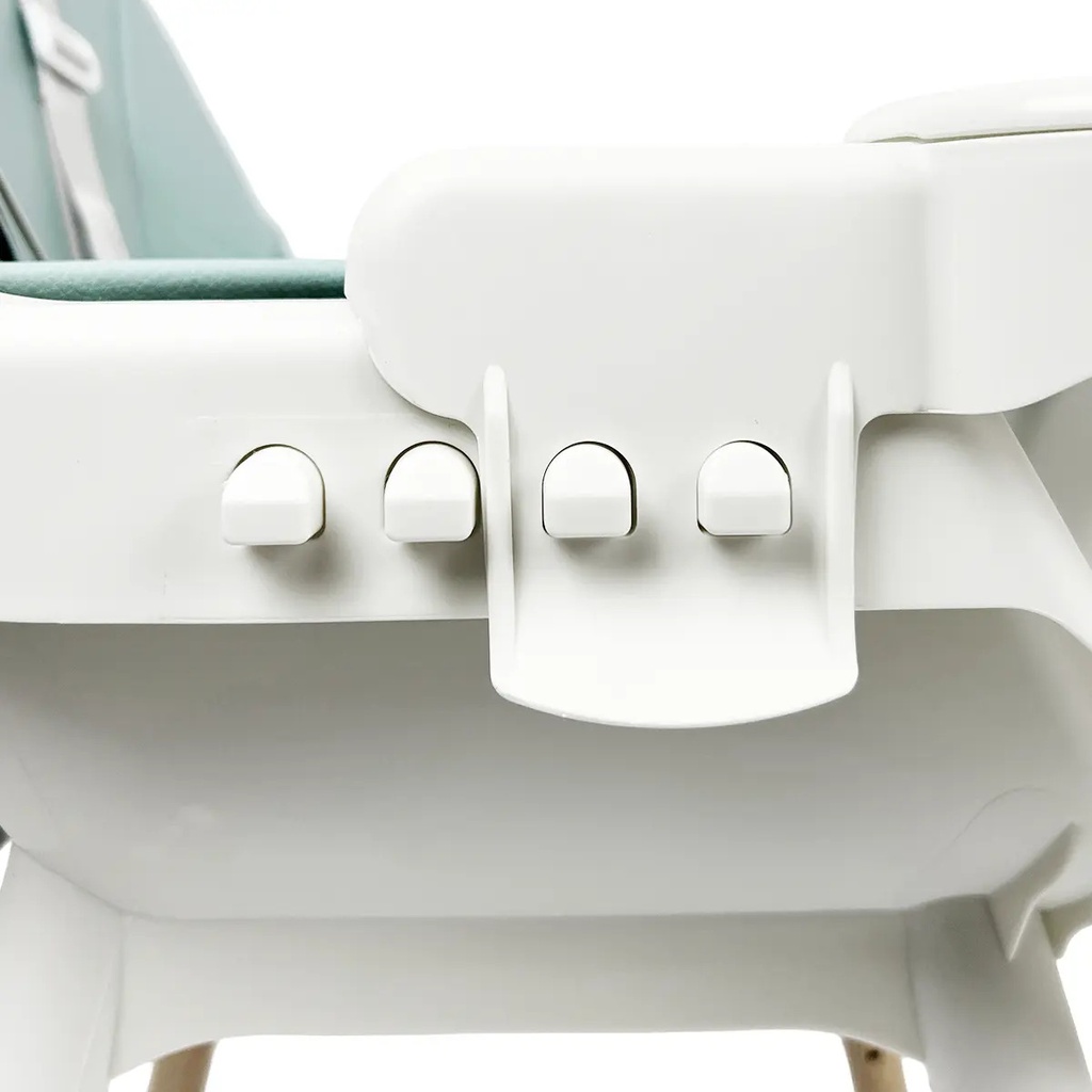 Silla Alta Para Bebé Dakota Seguridad Arnés 5 Puntos Patas De Caño Imitación Madera Color Celeste