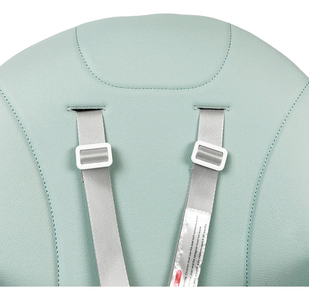 Silla Alta Para Bebé Dakota Seguridad Arnés 5 Puntos Patas De Caño Imitación Madera Color Celeste