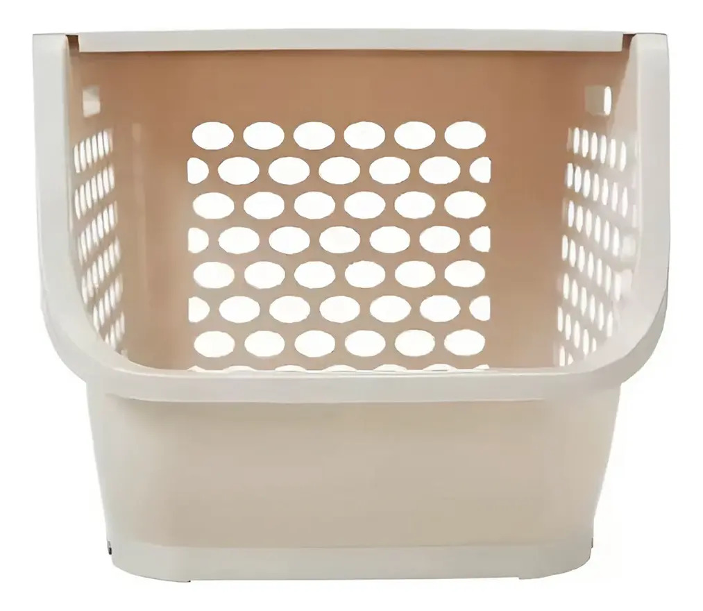 Combo X 3 Canasto Organizador Apilable Dakota Plástico Encastrable Multiuso Beige