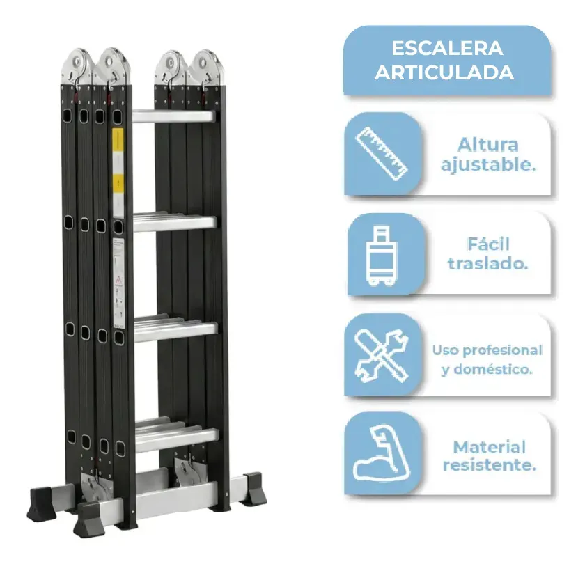 Escalera Articulada Multifunción 4x3 Dakota De Aluminio 12 Escalones