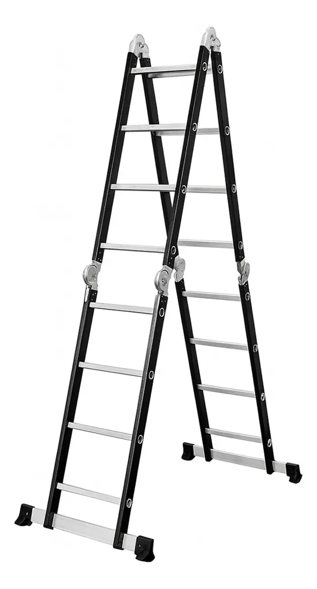 Escalera Articulada Multifunción 4x4 Dakota De Aluminio 16 Escalones Gris Oscuro