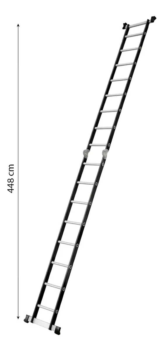 Escalera Articulada Multifunción 4x4 Dakota De Aluminio 16 Escalones Gris Oscuro