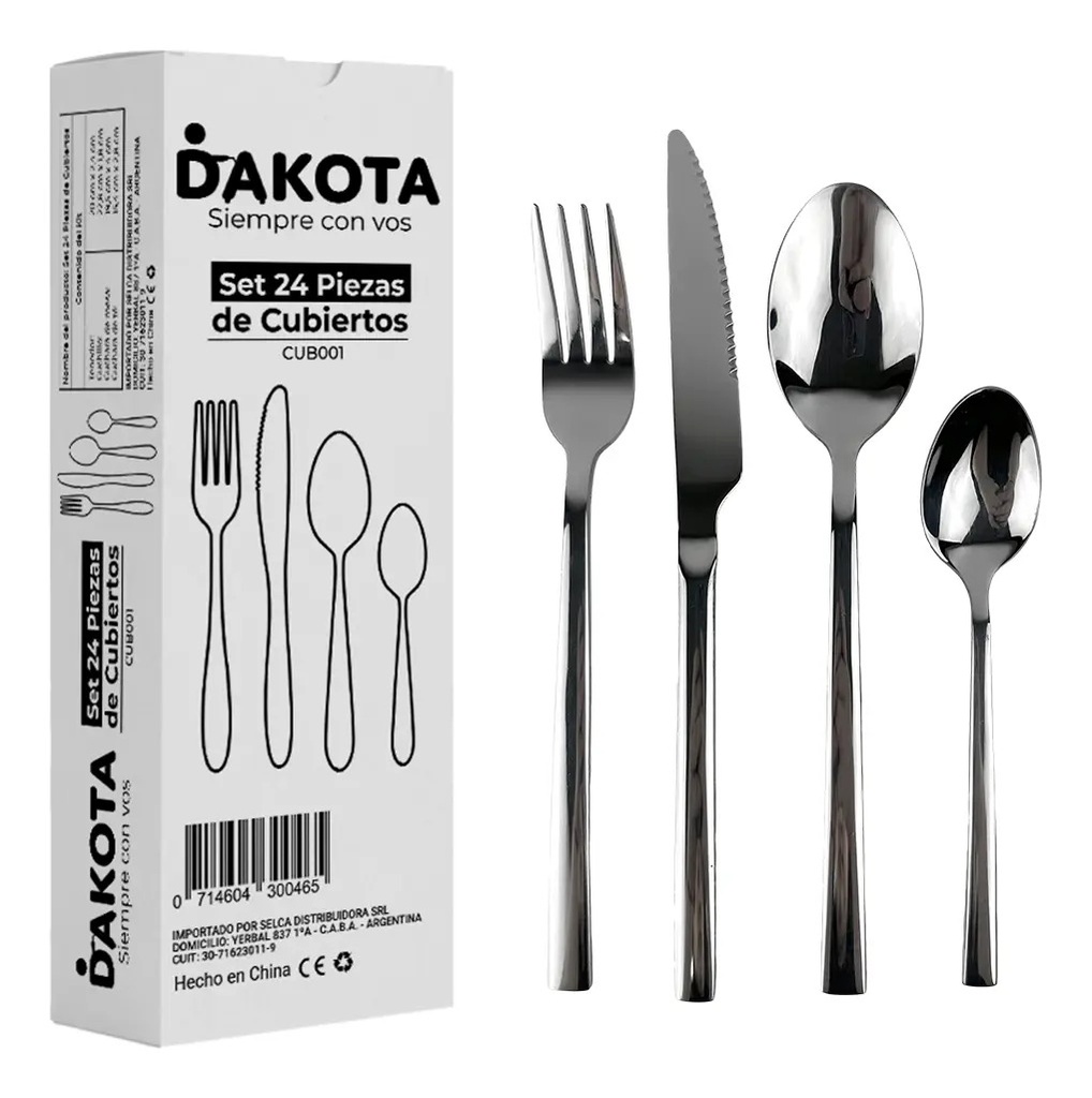 Set X24 Cubiertos Acero Inoxidable Dakota Color Plateado