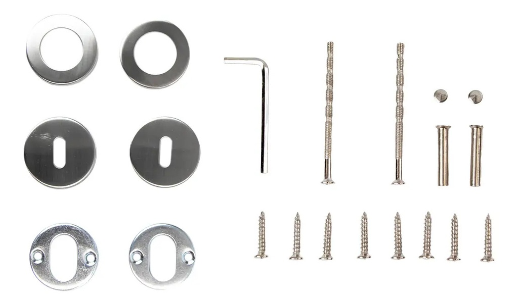 Manijas Picaporte Curvo Dakota Acero Inoxidable Cromado Derecha E Izquierda + Accesorios Fijación Gris