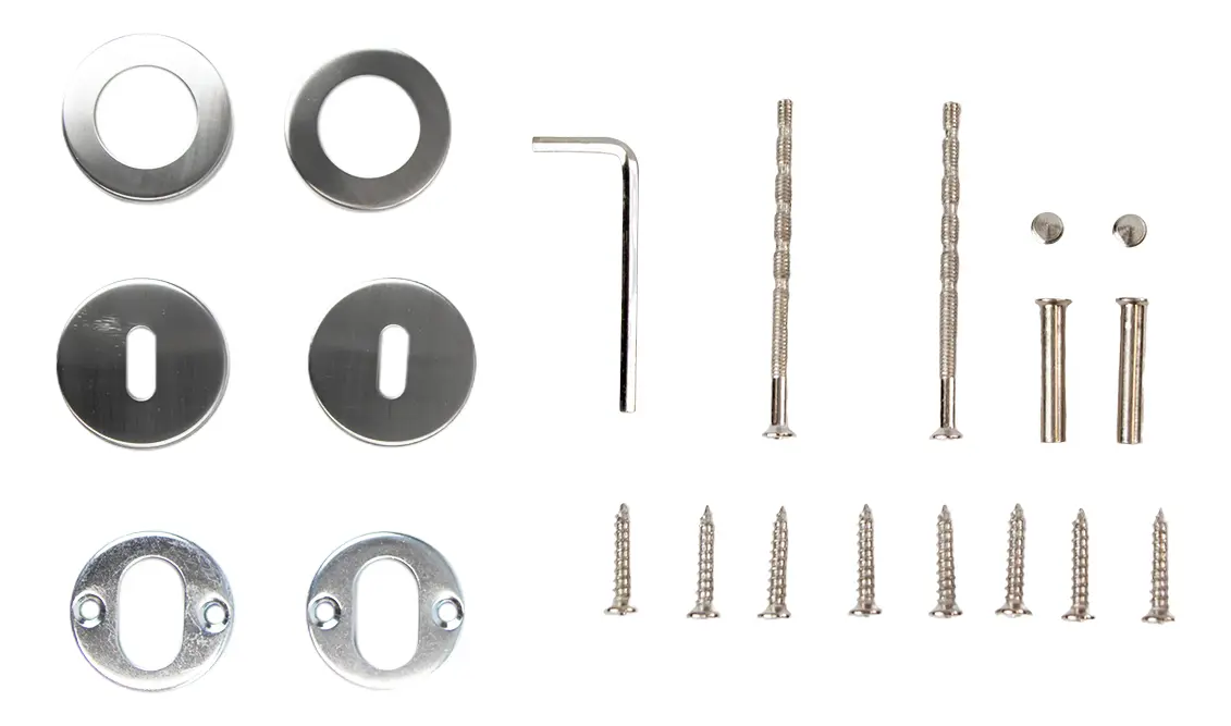 Manijas Picaporte Recto Dakota Acero Inoxidable Cromado Derecha E Izquierda + Accesorios Fijación Gris Oscuro