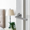 Manijas Picaporte Recto Dakota Acero Inoxidable Cromado Derecha E Izquierda + Accesorios Fijación Gris Oscuro