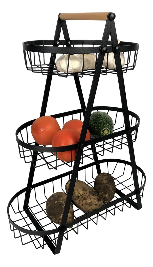 Organizador 3 Niveles Dakota Estantes Multiuso Color Negro Negro Mate