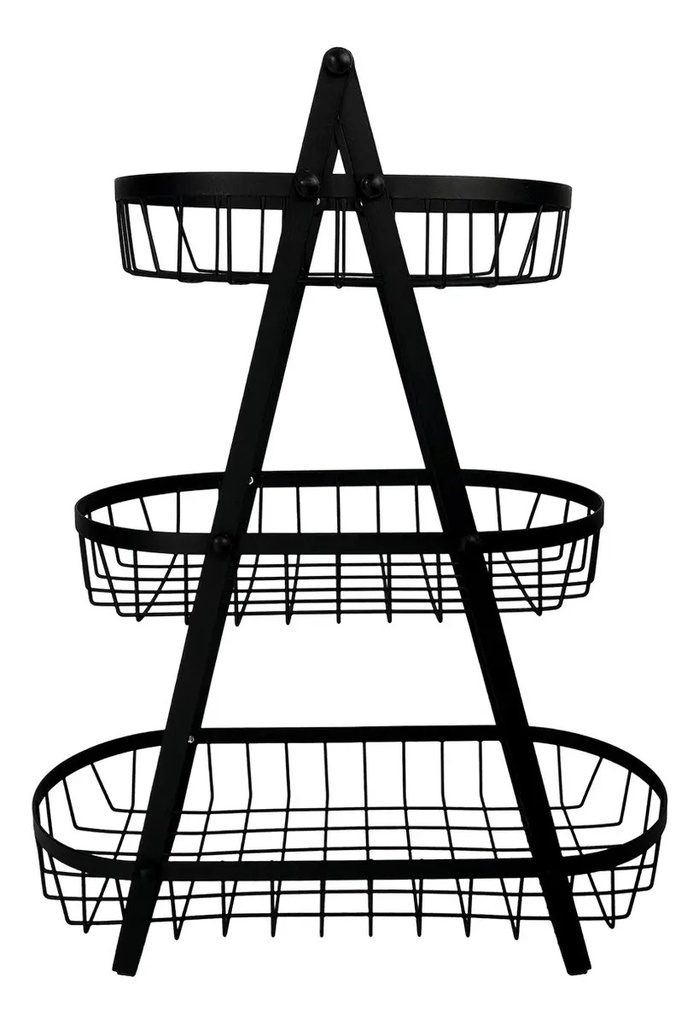 Organizador 3 Niveles Dakota Estantes Multiuso Color Negro Negro Mate
