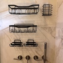 Set X5 Organizador Ducha Dakota Estantes Repisa Para Baño Con Adhesivo Negroo
