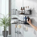Set X5 Organizador Ducha Dakota Estantes Repisa Para Baño Con Adhesivo Negroo