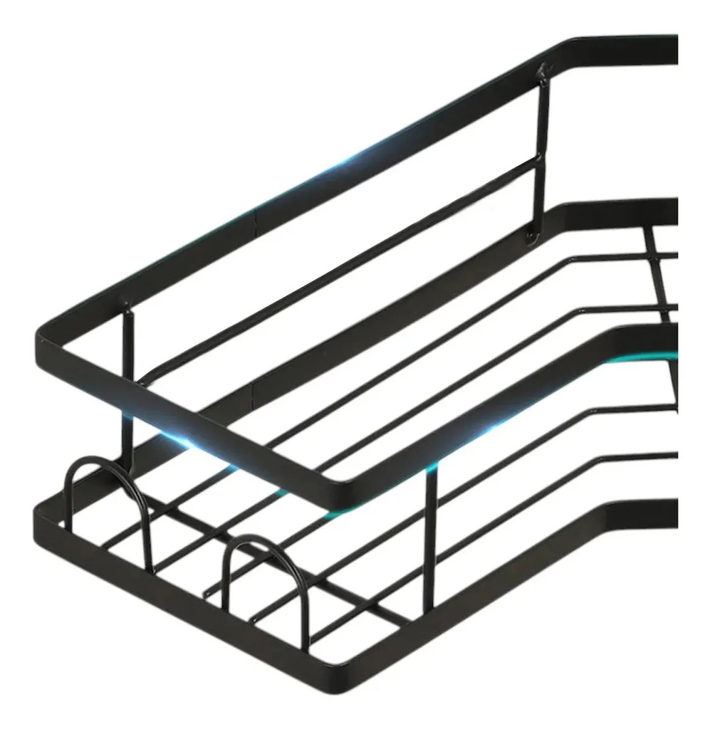 Set X 7 Organizador Ducha Dakota Estantes Repisa Para Baño Con Adhesivo Negrooo