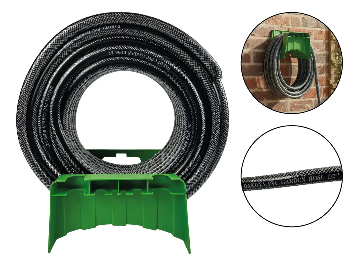 Manguera De Riego 25 Mts. Dakota Flexible 1/2  Diámetro Presión Reforzada Negro