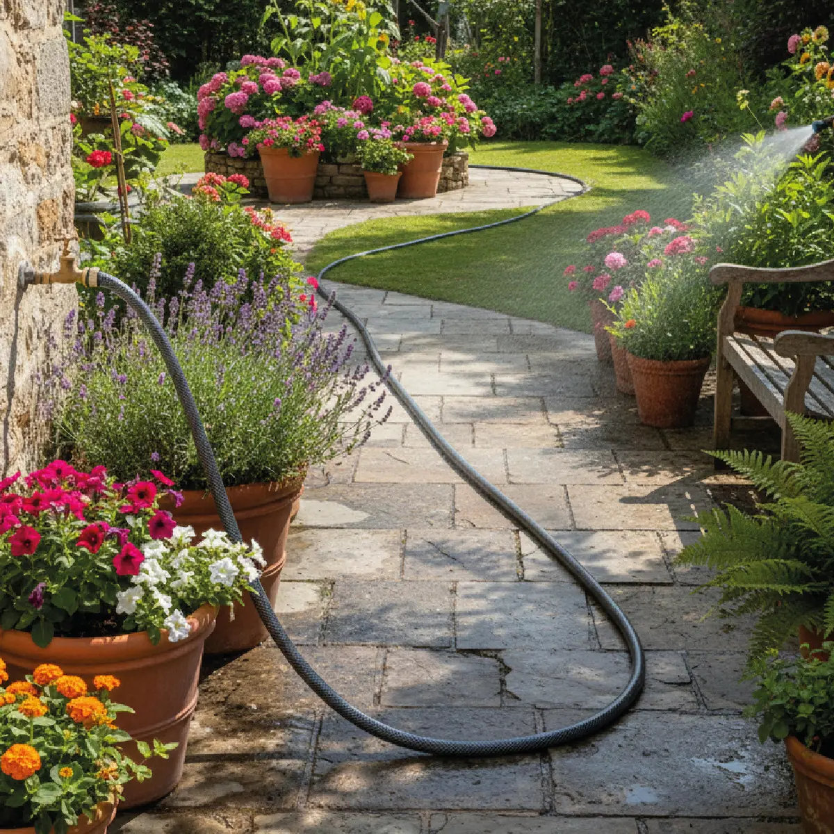 Manguera De Riego 50 Mts. Dakota Flexible 1/2  Diámetro Presión Reforzada Negro