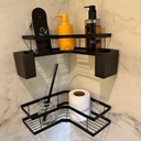 Set X4 Organizador Ducha Dakota Estantes Repisa Para Baño Con Adhesivo Negro