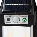 Aplique Reflector Led Con Sensor Movimiento Dakota Pared 2 Velas Panel Solar Negro Blanco Cálido
