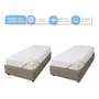 Combo X2 Cubre Colchón Impermeable 1 Plaza Ajustable Protector Funda Elástico Blanco