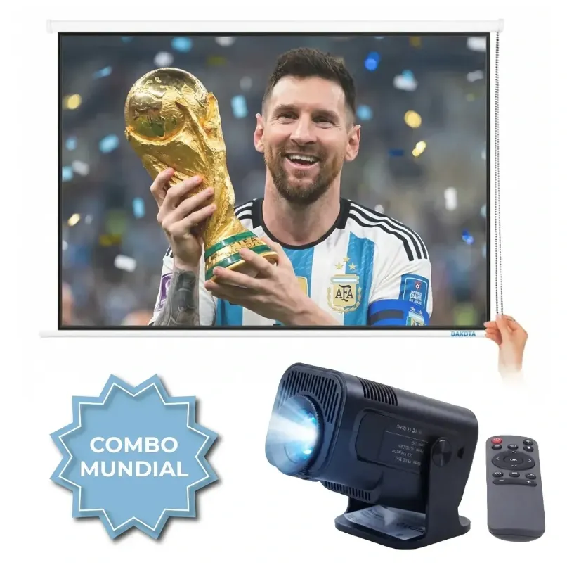 [PP001 + PLW120 0670237615522] PANTALLA PROYECTOR DE COLGAR 120" + PROYECTOR LED