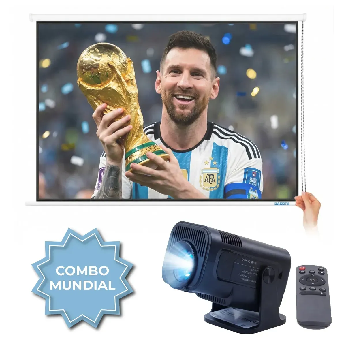 [PP001 + PLW120 0670237615522] PP001 PANTALLA PROYECTOR DE COLGAR 120" + PLW120 PROYECTOR LED