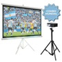 Combo Proyector Full HD Negro y Pantalla 120 Cine en Casa Ideal Mundial PP002
