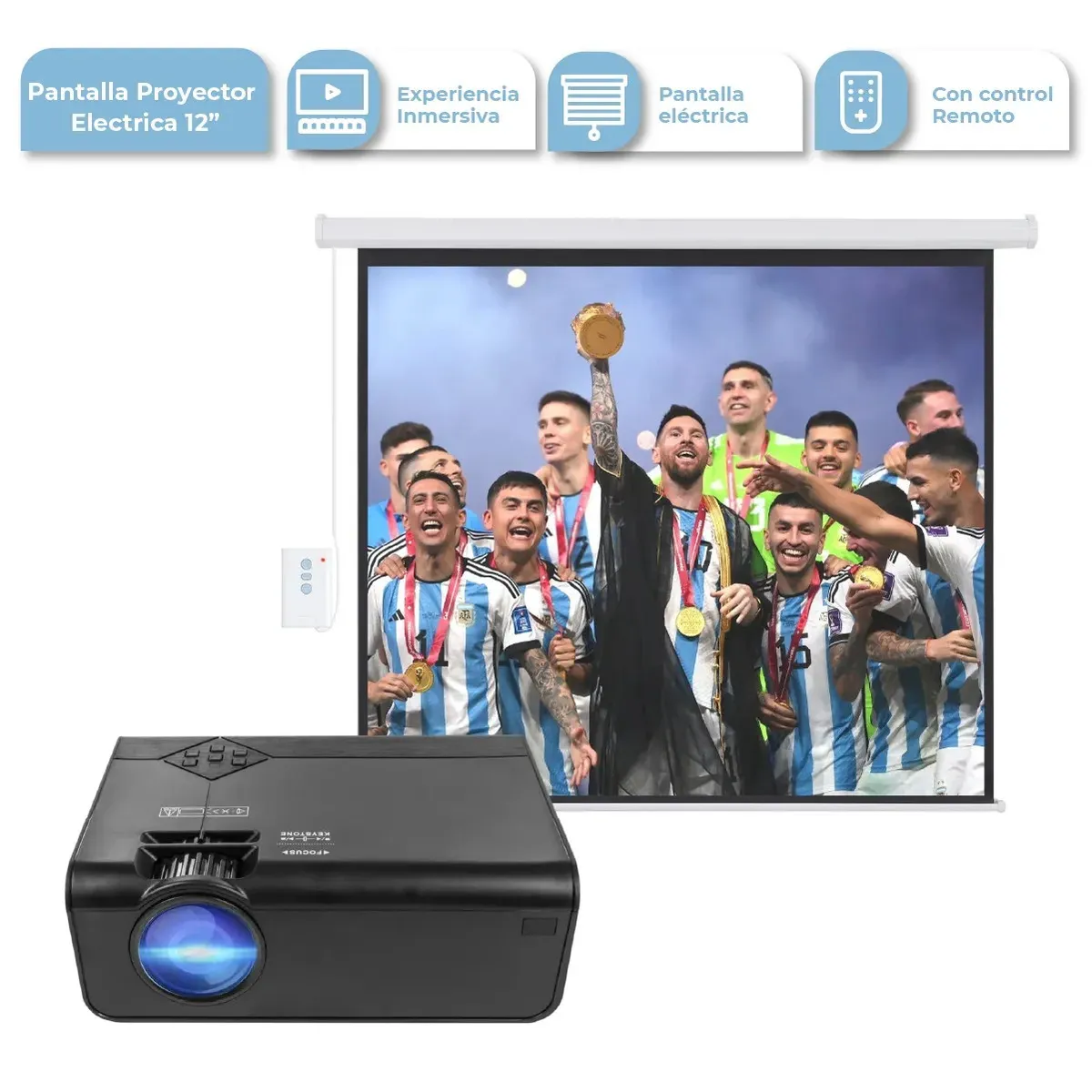 COMBO PP003 PANTALLA PROYECTOR ELÉCTRICA 120" 16:9 + PLW200 PROYECTOR LED 1080P