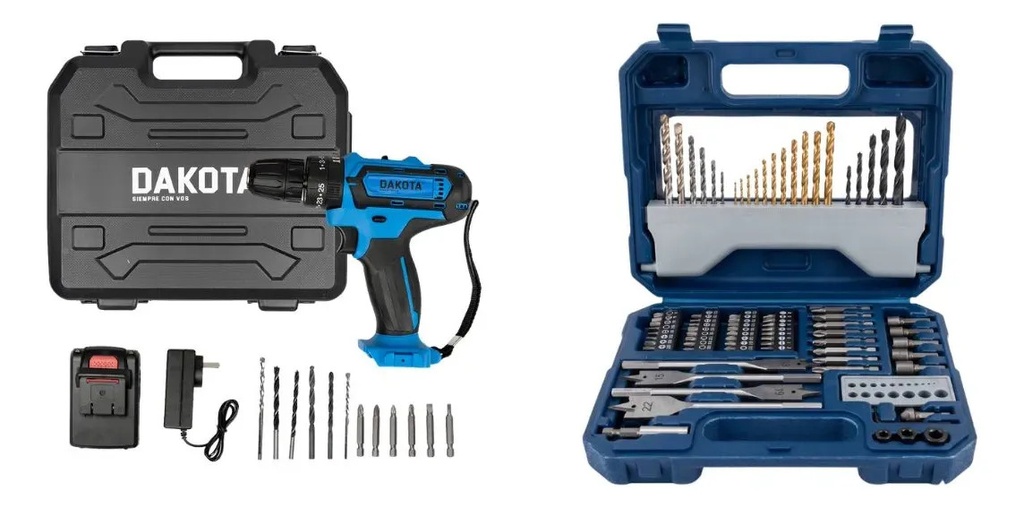 COMBO TAL001 TALADRO + HERRAMIENTAS + SET BROC 82PCS SET JUEGO DE MECHAS