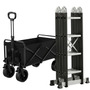 Combo Escalera Articulada Multifunción 4x4 Dakota Aluminio 16 Escalones Plegable 150 Kg + Carrito Plegable Multiuso Dakota 2 En 1 Camping 4 Ruedas Resistente Transporte Carga Negro