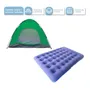 Combo Camping Dakota Carpa 4 Personas Autoarmable 200x200 + Colchon Inflable 2 Plazas Con Almohada Kit Camping Outdoor Verde