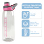 Botella Deportiva 750ml Gris con Rosa B600P
