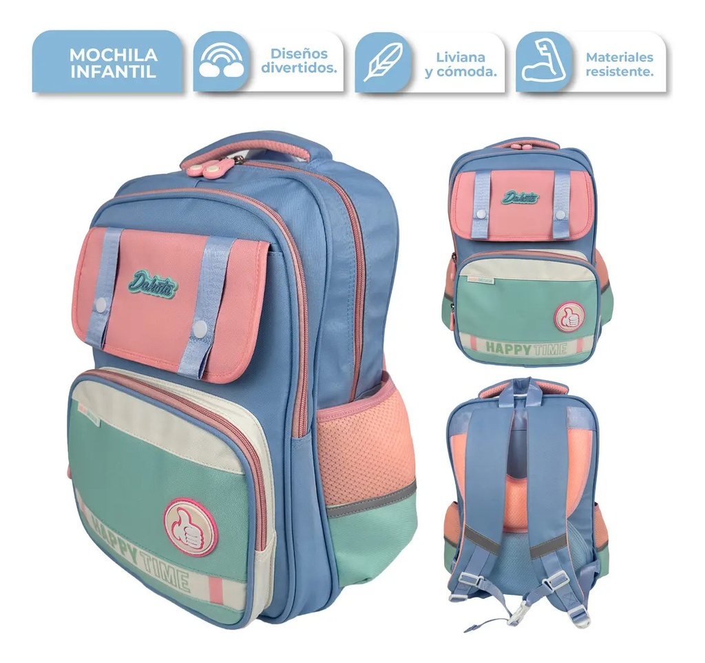 [BAGINF005 - 727373186437] Mochila Infantil Color Lila/Verde BAG-INF005