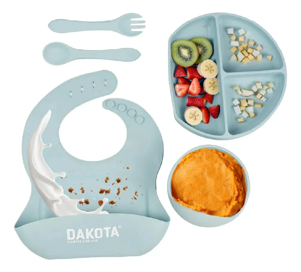 Set Vajilla Silicona para Bebes Gris Claro BBSET001