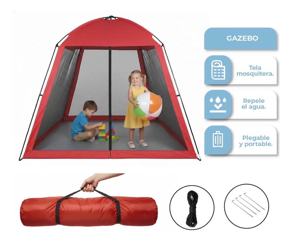 [CA33215 ROJO - 763571799840] CA33-215 RED - CARPA GAZEBO ARMADO SIMPLE 3X3X2.15