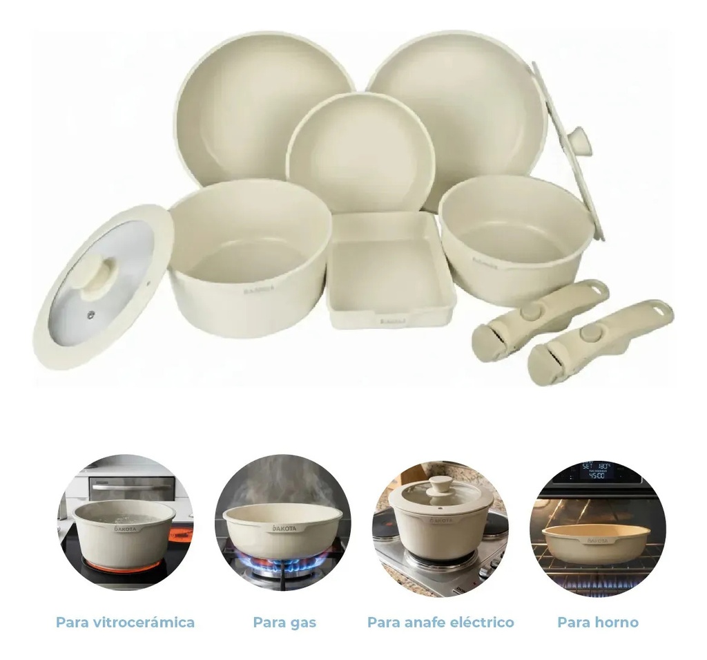 [CAC002 - 714604301905] CAC002 SET CACEROLAS MANGO DESMONTABLE 10 PIEZAS