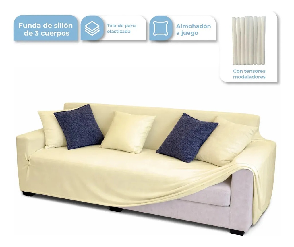 Funda Sillon 3 Cuerpos Beige Claro FS3C001