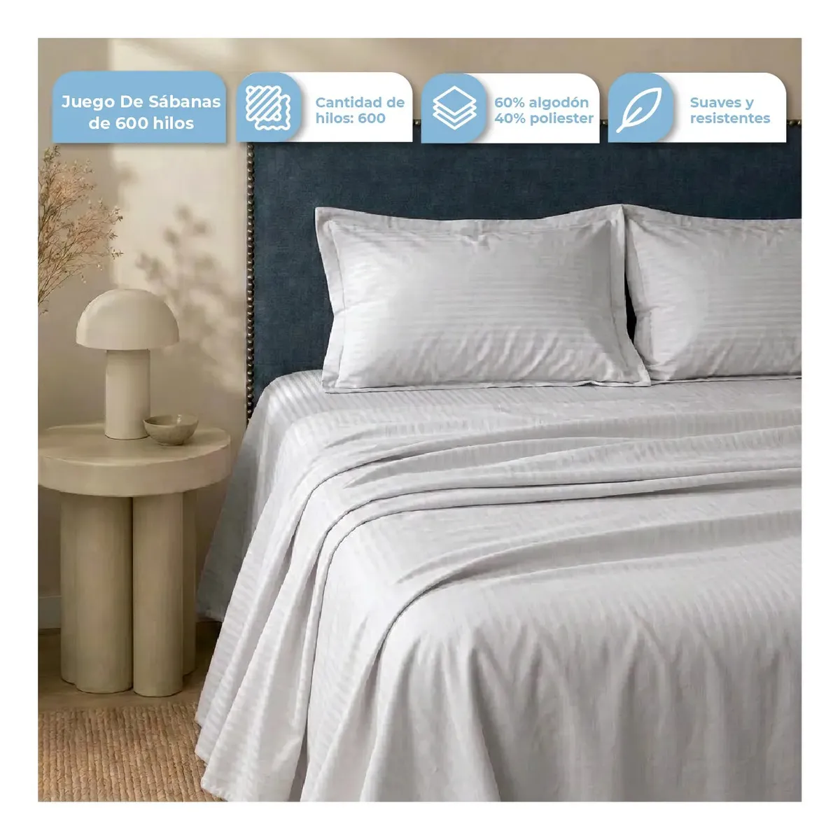 Sabanas Rayada King Blanco Rayado SAB-KING-001