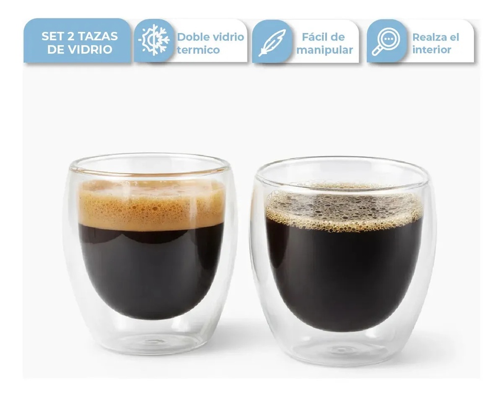 [TAZDV002 0714604480891] Set Taza Doble Pared x 2 TAZDV002