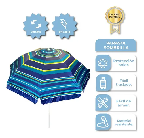 Sombrilla Diam 260cm x Alto 240cm Azul con Celeste SP2060