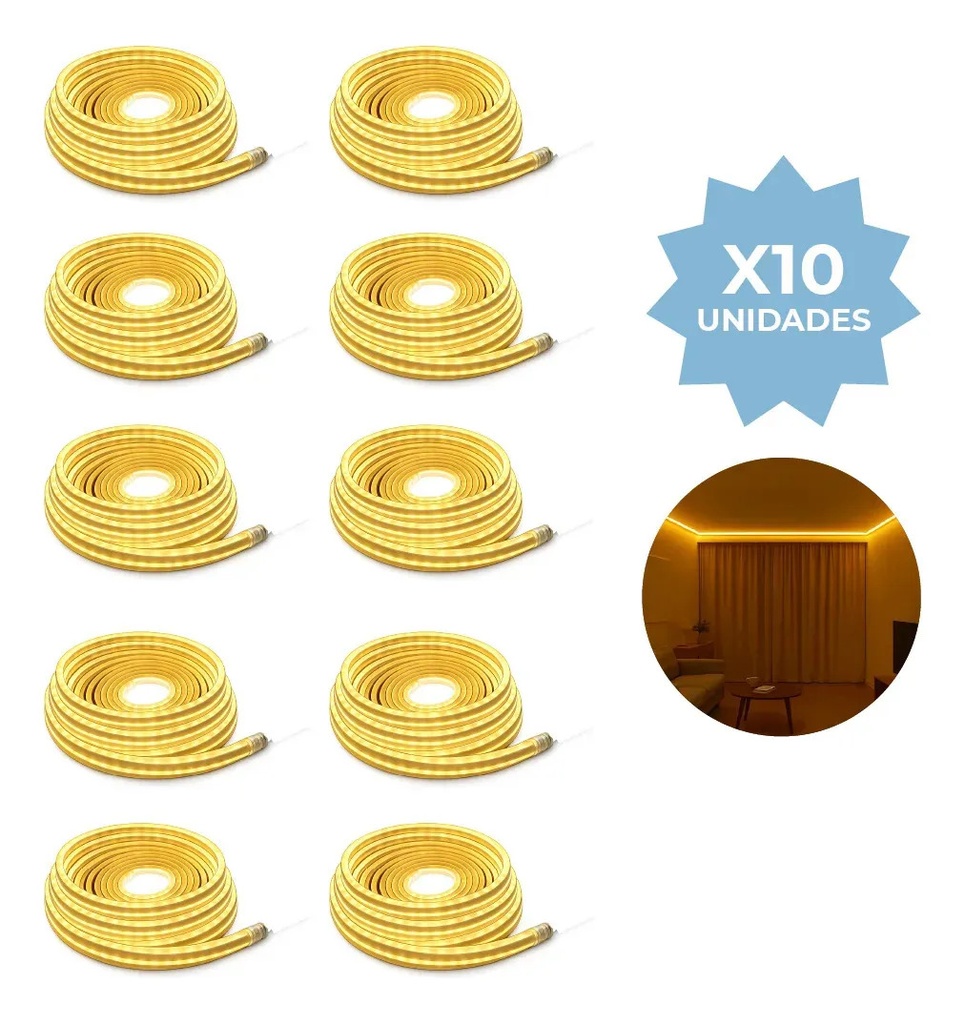 [10x TIR001BC 0727373351958] 10x TIR001BC TIRA DE LUCES NEÓN BLANCO CÁLIDO