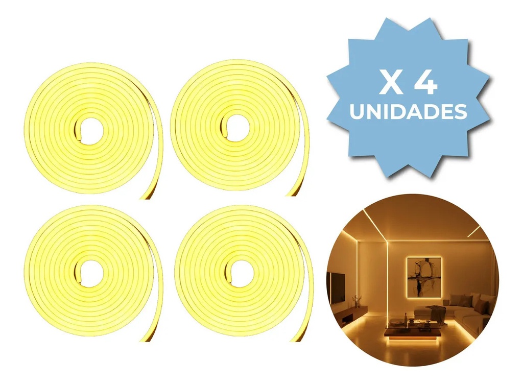 [4x TIR001BC 0727373351941] 4x TIR001BC TIRA DE LUCES NEÓN BLANCO CÁLIDO