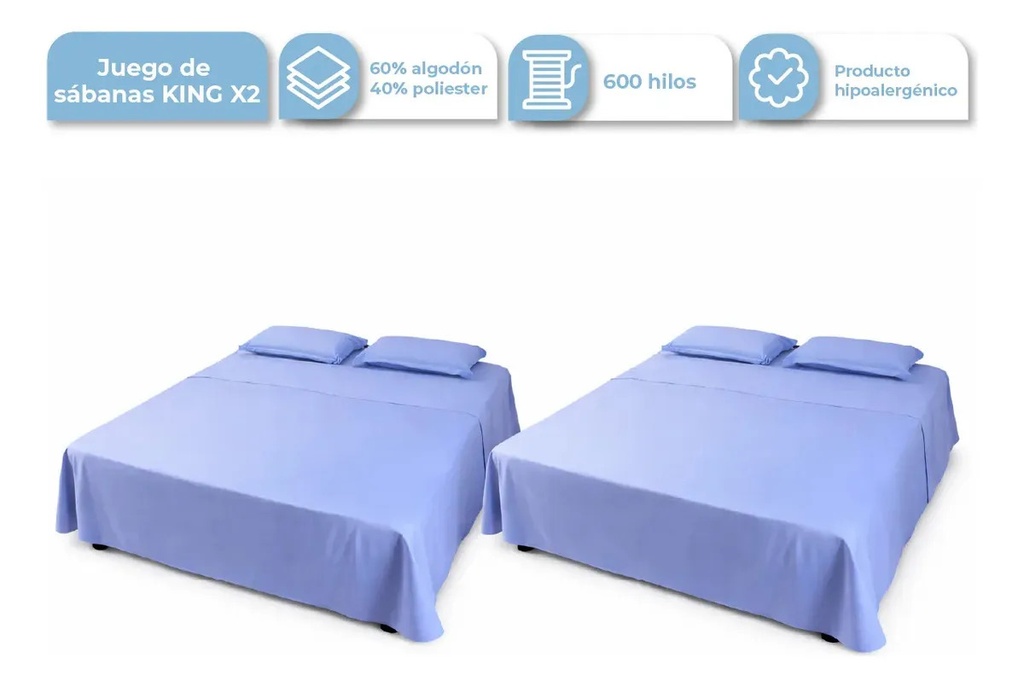 [X2 SABKING001 AZUL] COMBO X2 SABANAS KING AZUL
